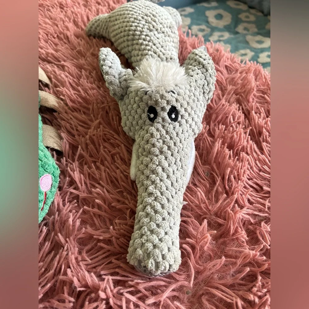 🐘 Gray Elephant Plush Indestructible Dog Toy